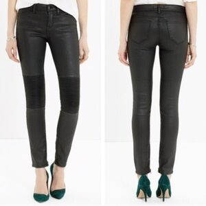 Madewell, Moto Faux-Leather Coated Skinny Jeans, Burgundy, Size 27